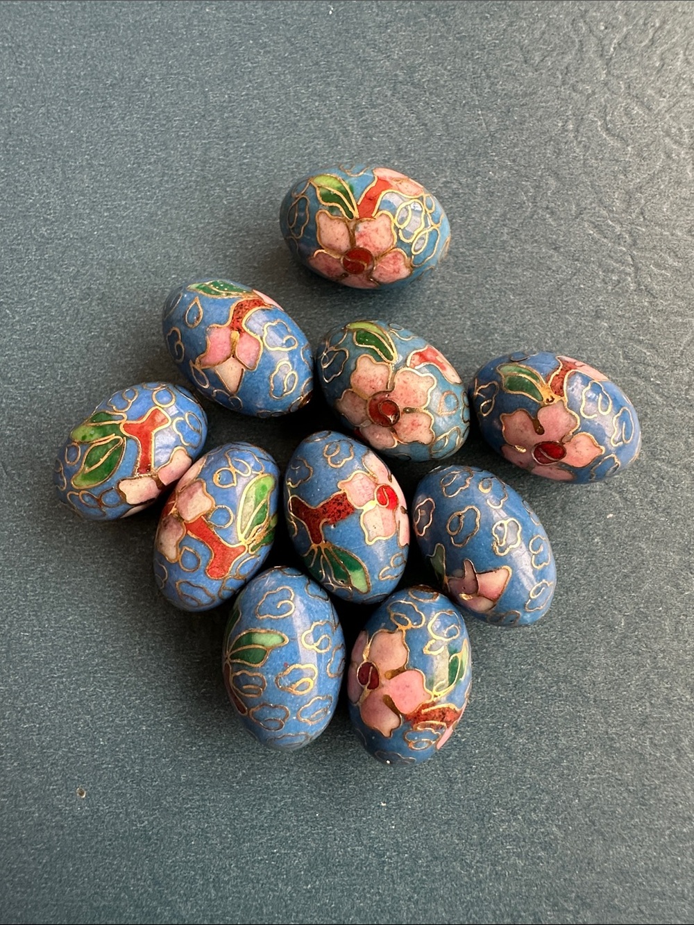 Vintage Oval Cloisonné beads bundle A